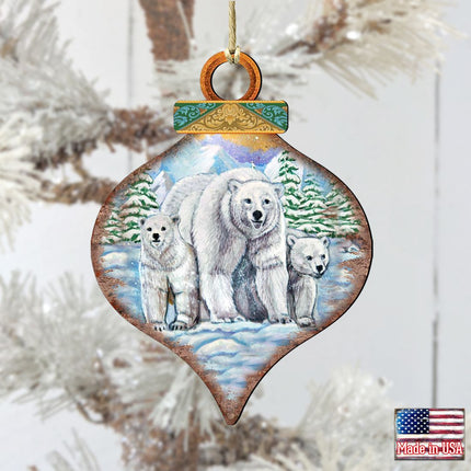 Polar Bears Drop Wooden Ornaments by G. DeBrekht - Wildlife Holiday Decor - 8035215-1