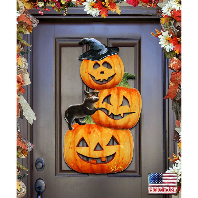 Scary Stacking Pumpkins Halloween Door Decor by G. DeBrekht - Thanksgiving Halloween Decor - 8158415H-0