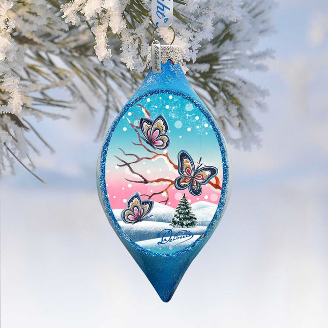 Butterfly Drop Glass Ornament by G. DeBrekht - Wildlife Holiday Decor - 74172-0