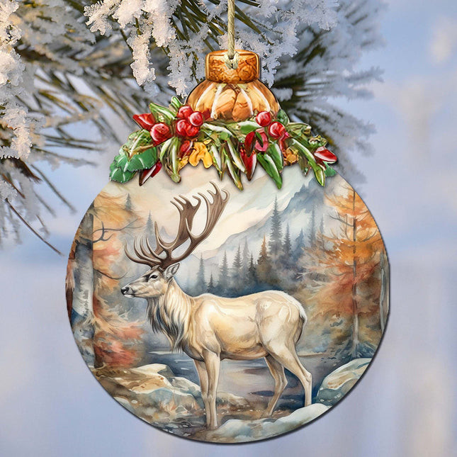 Alaskan Majestic Elk Wooden Ornaments by G.Debrekht - Wildlife Holiday Decor - 870028-0