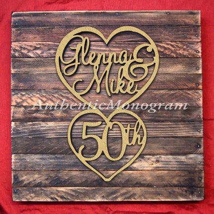 Wooden 50th Wedding Anniversary Cake Topper 4215-1