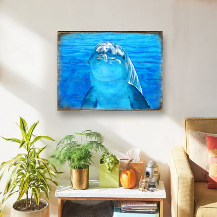 Speers Dolphin Wood Wooden Coastal Wall Art by Nature Wonders - Coastal Sea-Life Decor - 95261B-2