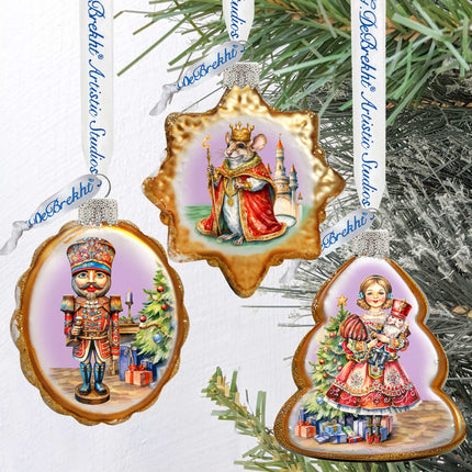 Nutcracker Mercury Glass Ornaments Set of 3 by G. Debrekht - Christmas Decor - 770149S3-3