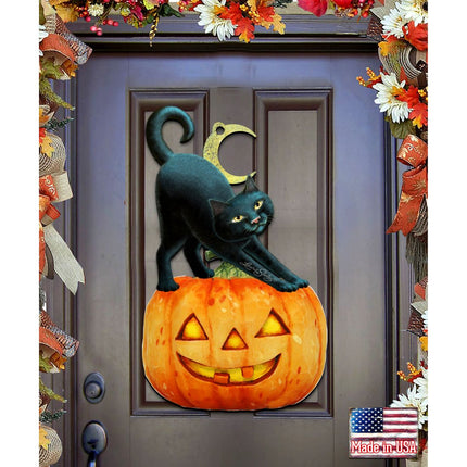 Spooky Halloween Cat Door Decor by Laura Seeley - Thanksgiving Halloween Decor - 8512054-2H-0
