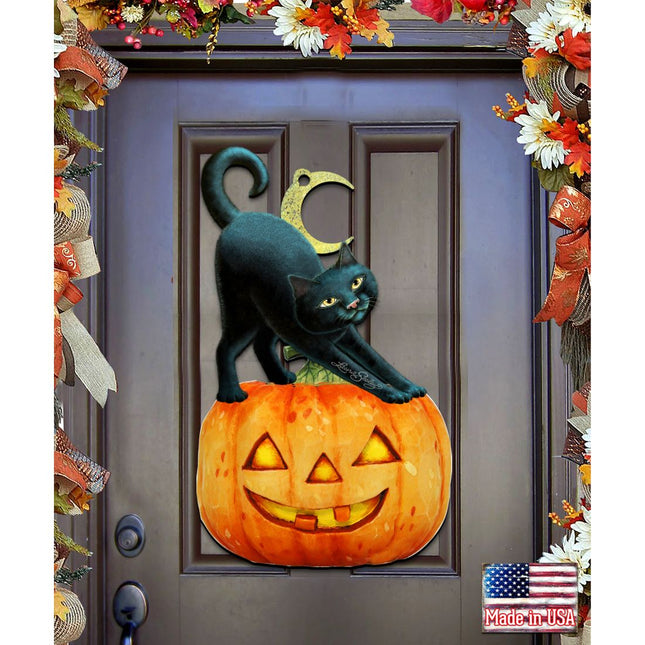 Spooky Halloween Cat Door Decor by Laura Seeley - Thanksgiving Halloween Decor - 8512054-2H-0