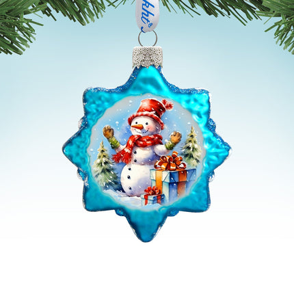 Snowman Gift Mercury Glass Ornaments by G. Debrekht - Christmas Santa Snowman Decor - 776021-1
