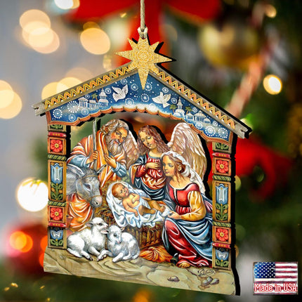 Miracle Nativity Holy Family Wooden Ornaments by G. DeBrekht - Nativity Holiday Decor - 8114031-2