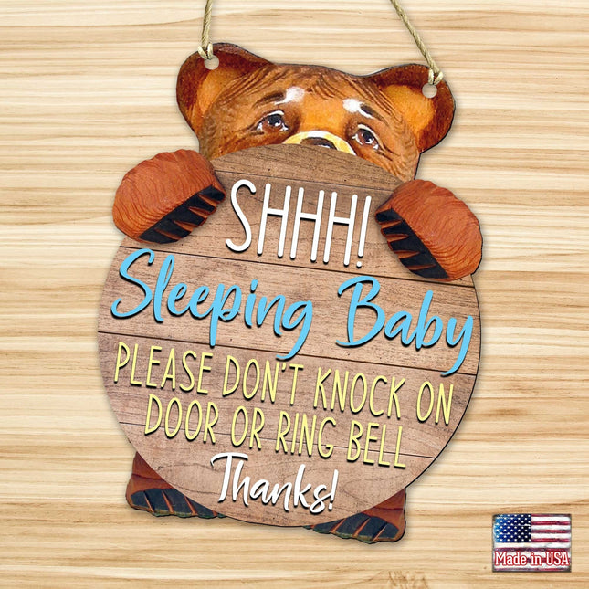 Baby Sleeping Sign for Front Door - Do Not Knock or Ring Doorbell Sign - Don't Disturb sign - Baby Shower Gift-0