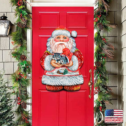 Kitten Holiday Santa Christmas Door Decor by G. DeBrekht - Christmas Decor - 8117808H-2