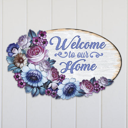 Welcome to Our Home Wreath Easter Door Decor by G. DeBrekht - Easter Spring Decor - 8185311H-3