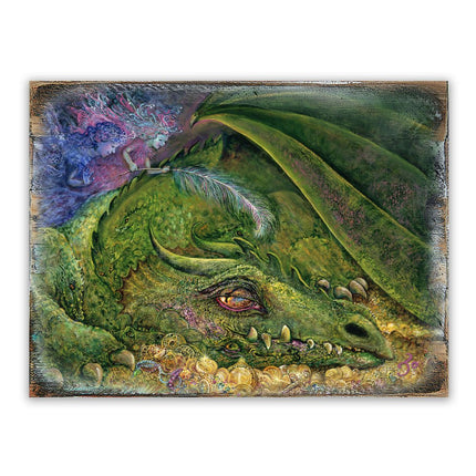 Never Tickle a Sleeping Dragon Fantasy Wooden Wall Art by Josephine Wall - Fantasy Decor - 852135-JW-1