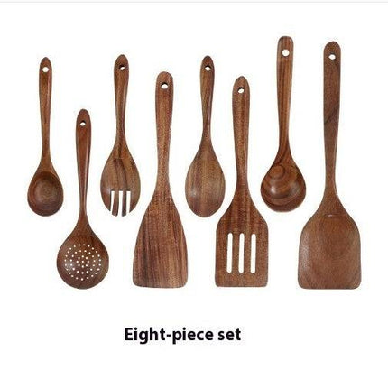 Teak Natural Thai Wood Tableware Spoon Ladle Turner Kitchen Tool Set-21