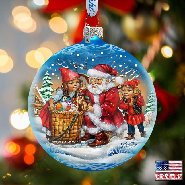 Christmas Ball Glass Ornament by G. DeBrekht - Christmas Santa Snowman Decor - 73367-0