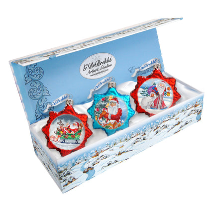 Santa Mercury Glass Ornaments Set of 3 by G. DeBrekht - Christmas Santa Snowman Decor - 770133S3-4