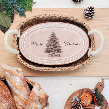 Bread Warmer & Basket - Christmas Tree Oval-2