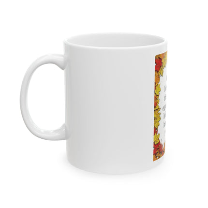 Autumn Equinox Blessings Ceramic Mug (11oz & 15oz) — Fall Leaves Harmony Coffee Cup