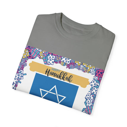 Happy Hanukkah Tee – Unisex Garment-Dyed Shirt for the Festival of Lights