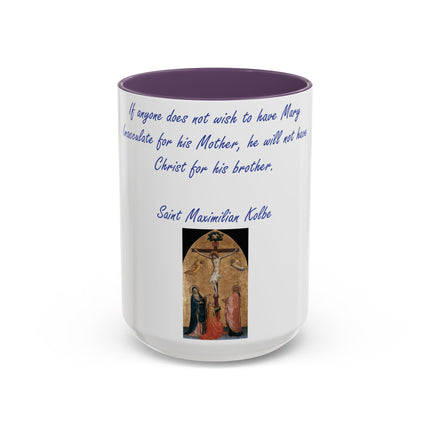 Saint Kolbe Accent Mug – 15oz Ceramic Cup for Marian Devotion