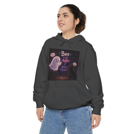 Cute Ghost 'Boo Is Just Hello' Halloween Hoodie