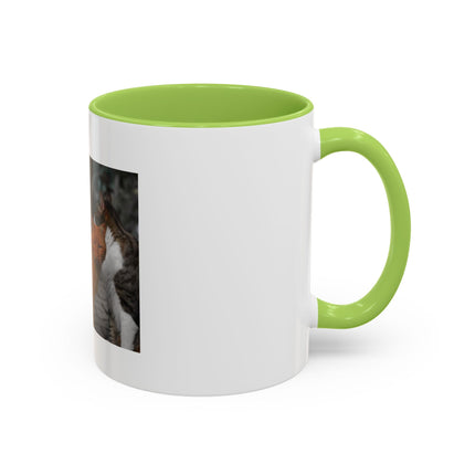 Coffee Mug — "Real Men Love Cats" Accent Ceramic Mug with Cat Photo (11/15 oz)