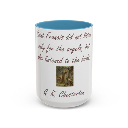 15oz Accent Ceramic Mug – Tribute to Saint Francis – Nature Lover Gift
