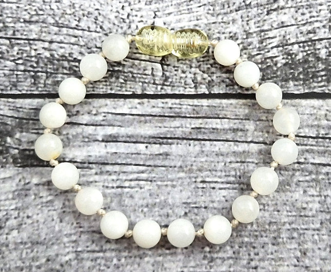 Moonstone Gemstone Knotted White Anklet Bracelet-0
