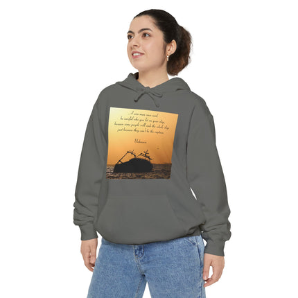 Sinking Ship Hoodie — "Be careful who you let on your ship" Quote Sunset Silhouette
