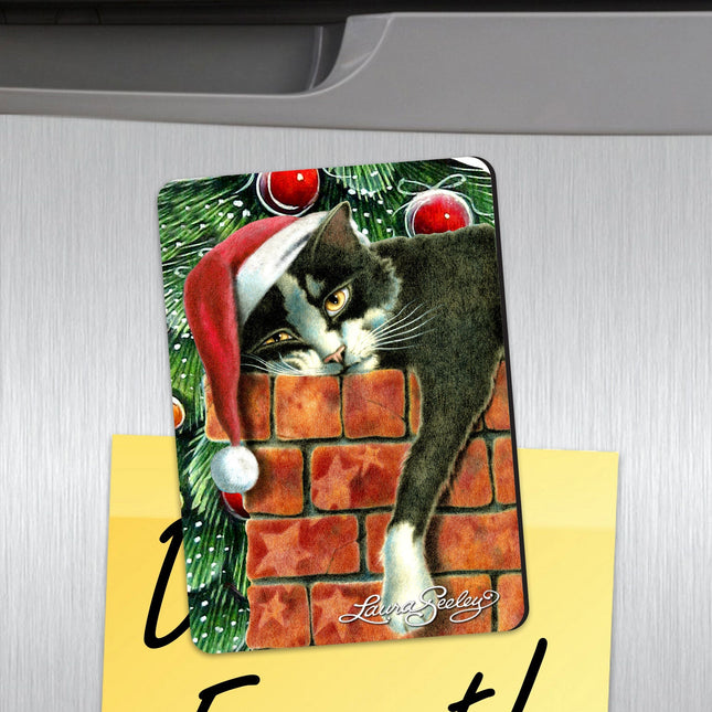 Peeking Tom Santa Cat Shape Refrigerator Magnets by Laura Seeley Set of 3-0