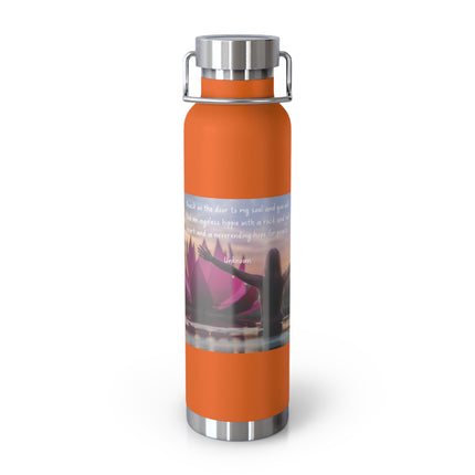 Inspirational Copper Vacuum Insulated Water Bottle - 22oz with Motivational Quote