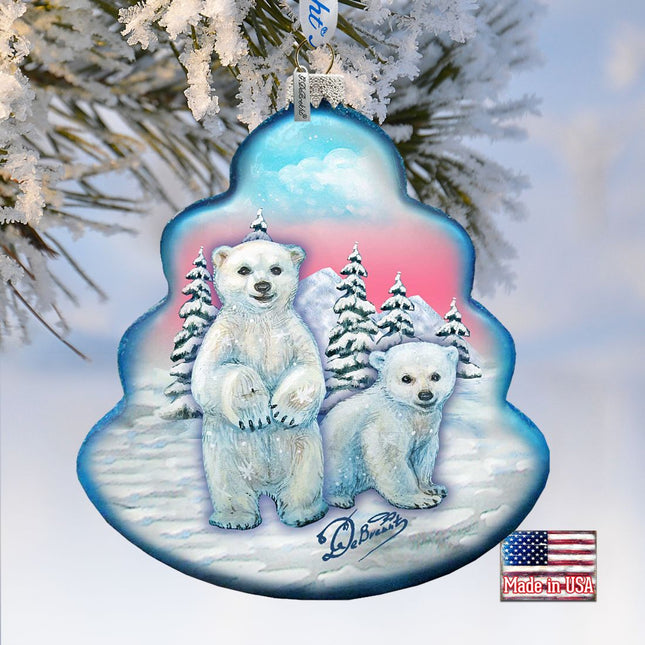 Polar Bear Tree Glass Ornament by G. DeBrekht - Wildlife Holiday Decor - 762-012-0