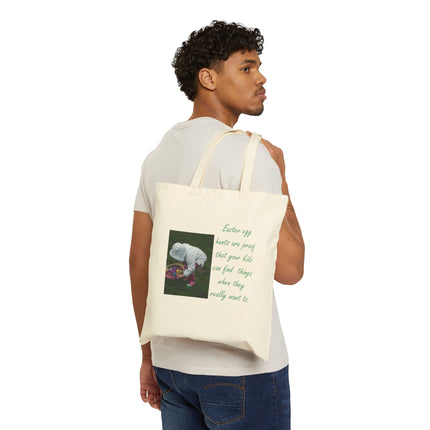 Easter Egg Hunt Tote — "Easter egg hunts are proof that your kids can find things when they really want to" Cotton Canvas Tote