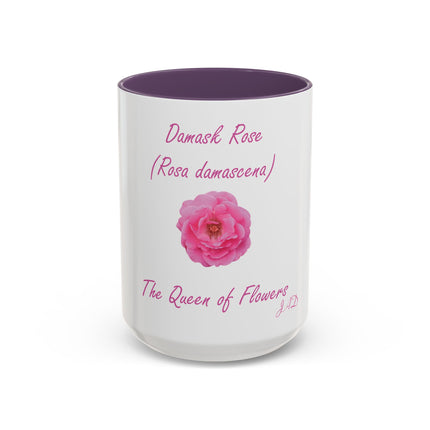 Damask Rose Coffee Mug — "The Queen of Flowers" Botanical Tea Cup