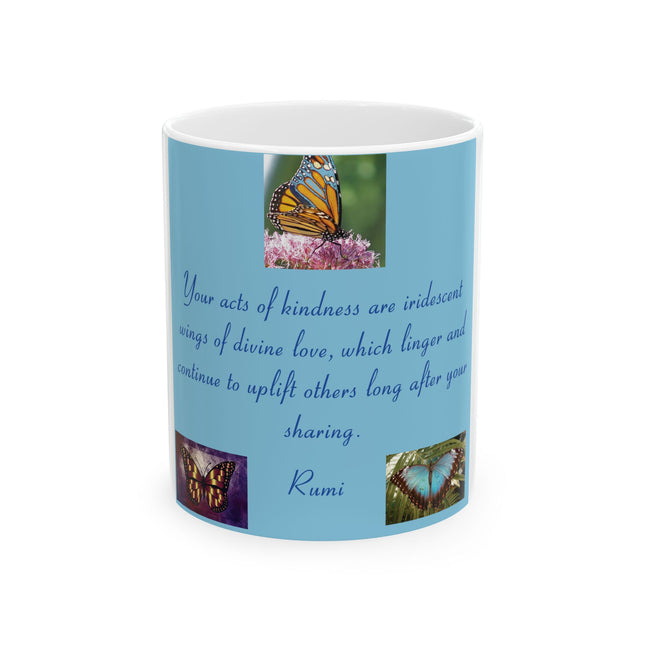 Inspirational Butterfly Ceramic Mug – Rumi Quote – 11oz