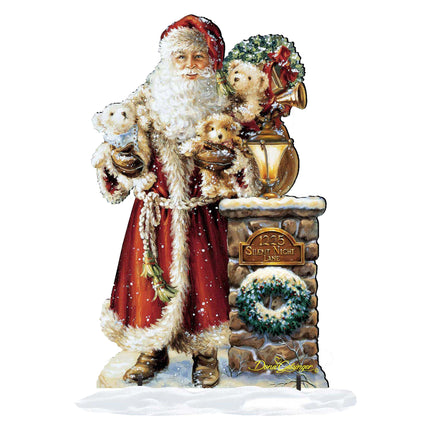 Silent Night Santa Christmas Outdoor Yard Sign by D. Gelsinger - Christmas Santa Snowman Decor - 8461013F-1315-4