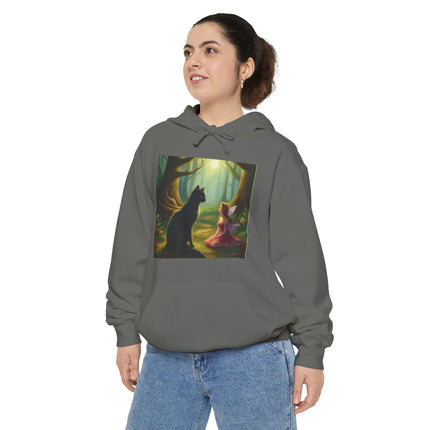 Magical Forest Fairy & Black Cat Hoodie — Enchanted Dusk Art