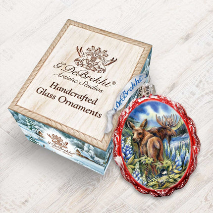 Easily AƒMoosed in Lupine Mercury Glass Ornament by J. Bergsma - Wildlife Holiday Decor - 7783948-JB-2