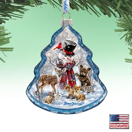 Forest Friends Tree Glass Ornament by D. Gelsinger - Christmas Santa Snowman Decor - 762-109-DG-1