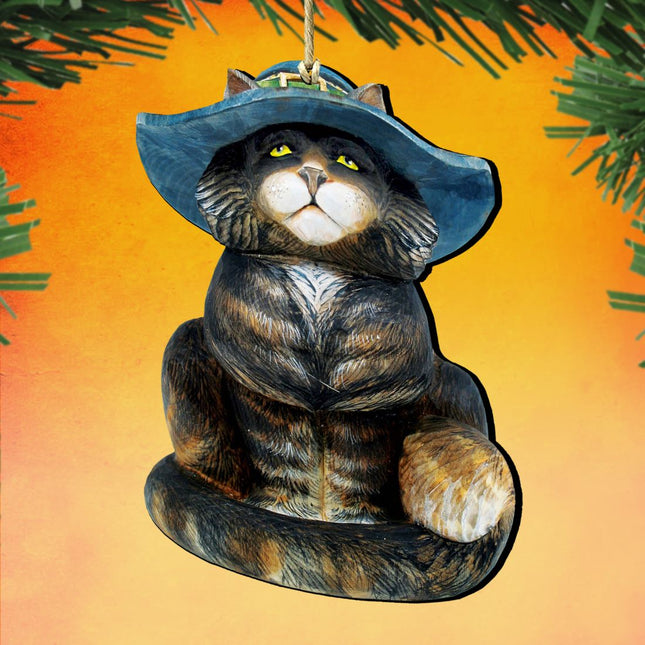 Cat in Hat Wooden Ornaments by G. DeBrekht - Thanksgiving Halloween Decor - 8158411-0