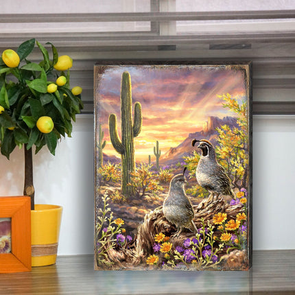 Quail Vista Art Wooden Wall Art by D. Gelsinger - Nature Wildlife Decor - 95654B-1623-4