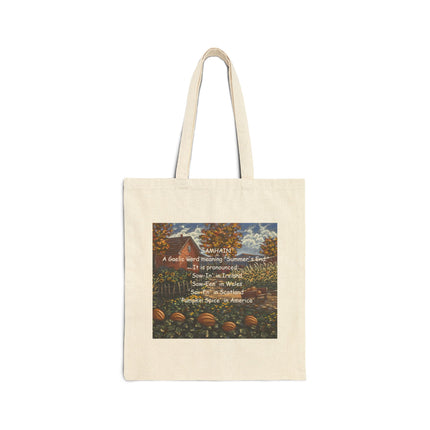 Samhain Pumpkin Spice Tote — Funny Samhain Pronunciation Cotton Canvas Tote