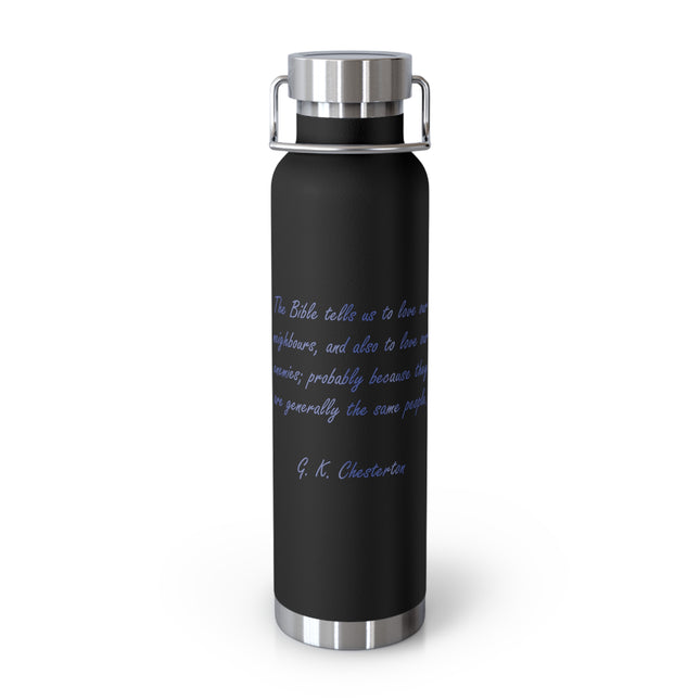 Chesterton Quote Bottle – 22oz Insulated Flask for Faith & Humor