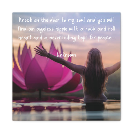 Inspirational Yoga Wall Art Canvas – “Knock on the door to my soul…” Quote