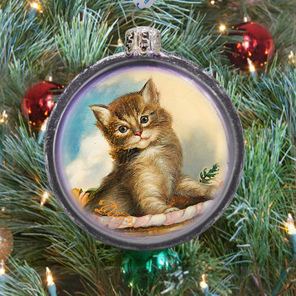 Feline Friend Cut Ball Glass Ornament by G. DeBrekht - Christmas Decor - 764-021-4