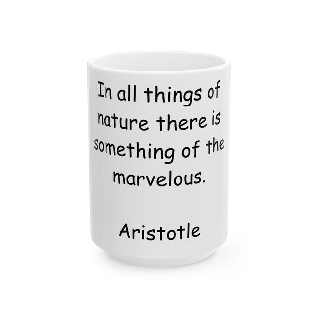 Aristotle Quote Mug – 15oz Ceramic Cup on Nature & Reflection