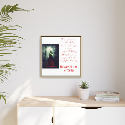 Blessed Be the Witches Framed Canvas Art — Witchy Inspirational Quote Wall Decor