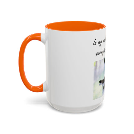 Cat Lover Accent Coffee Mug — "In my world, a cat makes everything BETTER" (11/15oz)