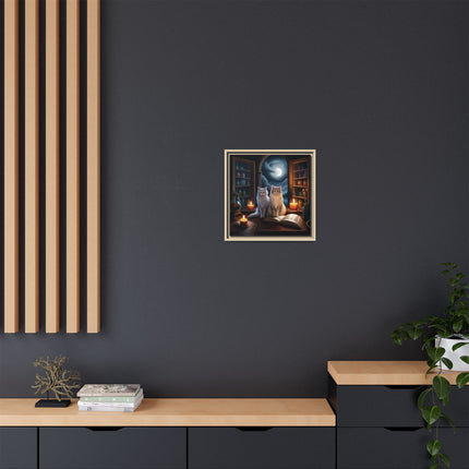 Mystic Moonlit Cats Framed Canvas — Witchy Home Décor Art