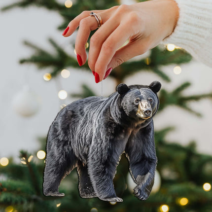 Alaskan Black Bear Wooden Ornaments by G.Debrekht - Wildlife Holiday Decor - 8710105-1-1