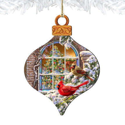 Winter House Cardinals Wooden Ornaments by Gelsinger - Christmas Decor - 8031110-1318-4