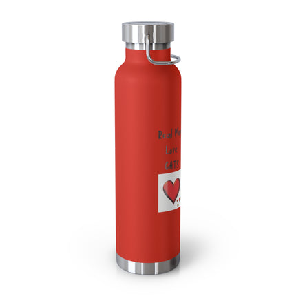 Cat Lover 22oz Insulated Water Bottle — 'Real Men Love Cats' Red Vacuum Flask